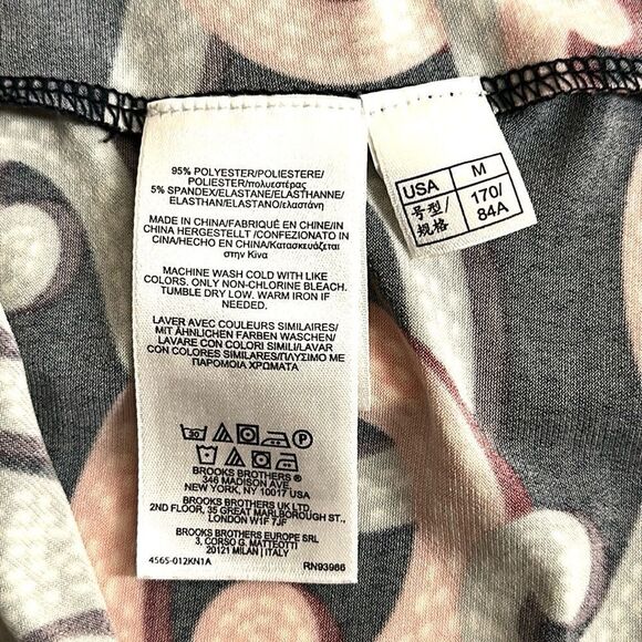 Brooks Brothers Stretch Tunic Top Blouse Abstract Print Black Peach Gray M - Picture 9 of 10